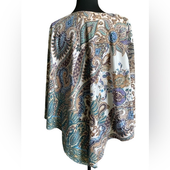 Chico’s Poncho | Size L/XL | Printed Sueded Paisley Multi-Colored Boho - Picture 4 of 10